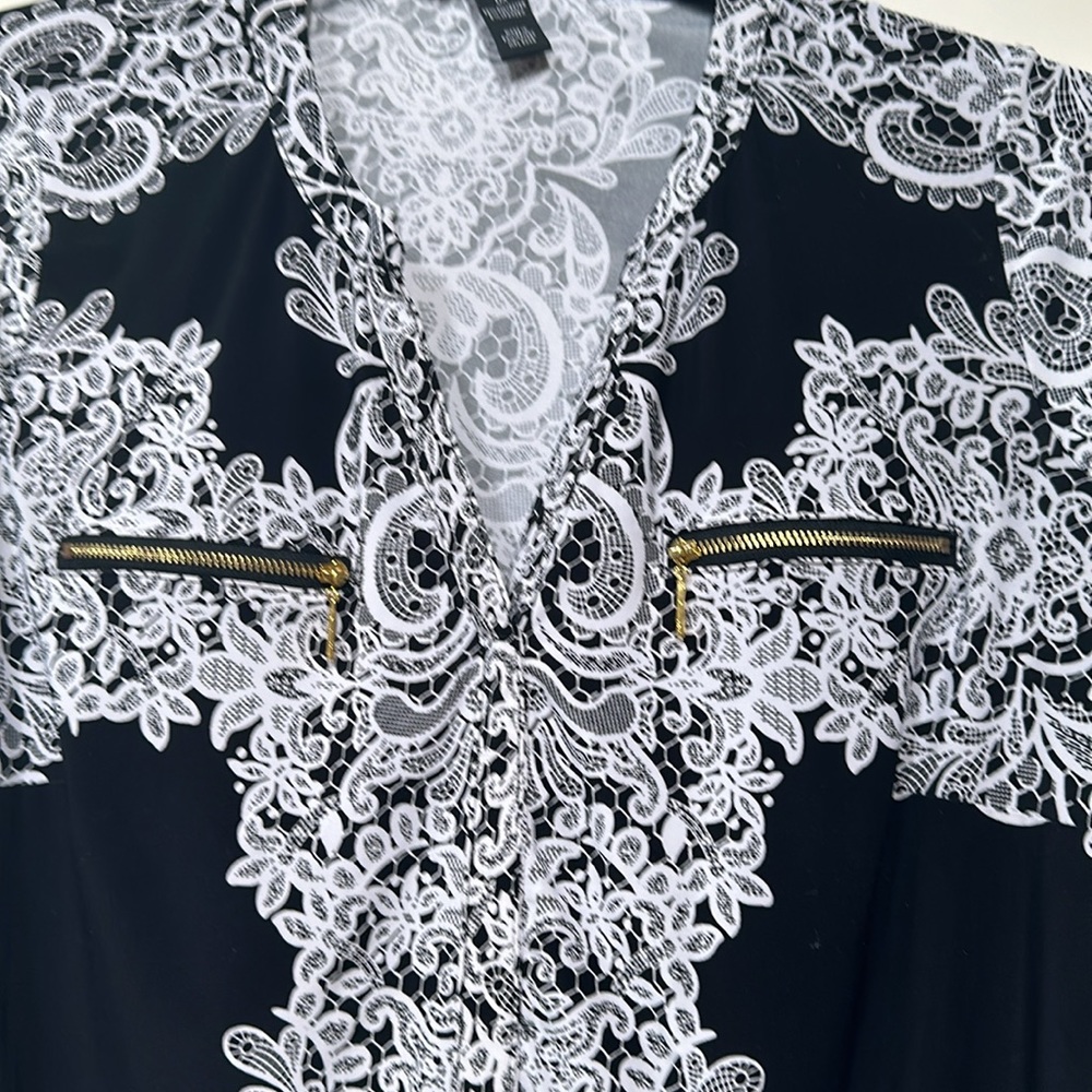 Inc International Concepts Printed Split-Neck Top… - image 2